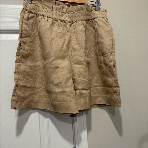 THE DROP Tan High Waist Relaxed Fit Shorts - Picture 3 of 7